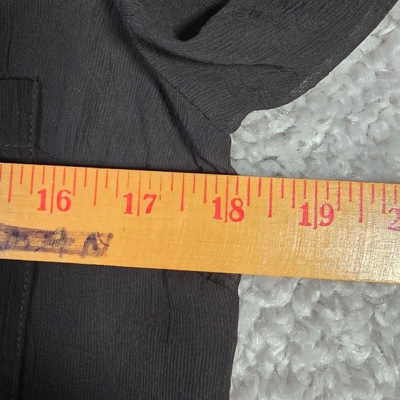 Bebe Womens Sheer Lace Button Up Blouse Black Tie Front Long Sleeve‎ Small Goth - Picture 9 of 13